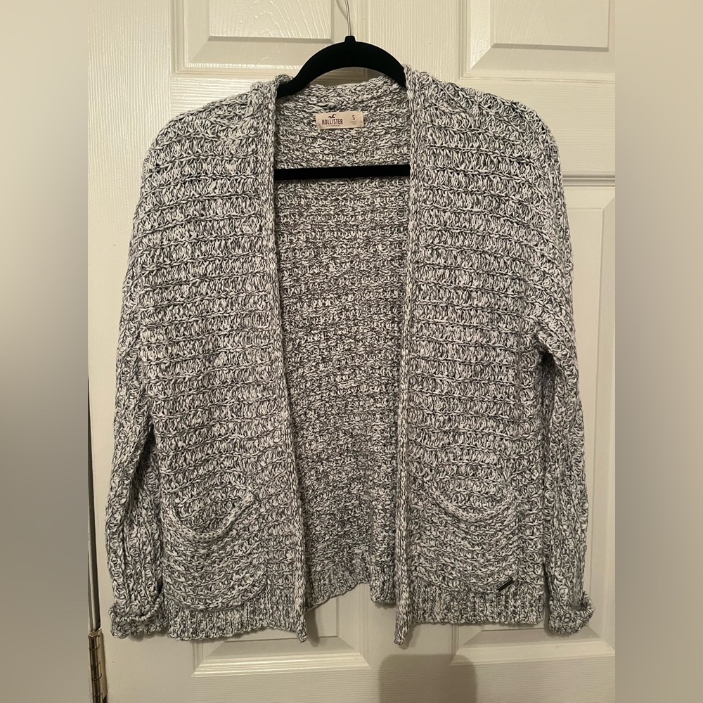 Hollister Women’s Gray Open Front Knit Cardigan Sweater Size S Cozy Layer